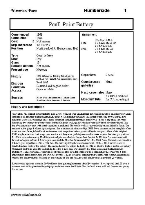 Paull Point Battery datasheet